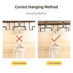 Iron Under Cabinet Wine Glass Holder Rack – Black | 2–6 Slots Wine Glass Rack Richie's