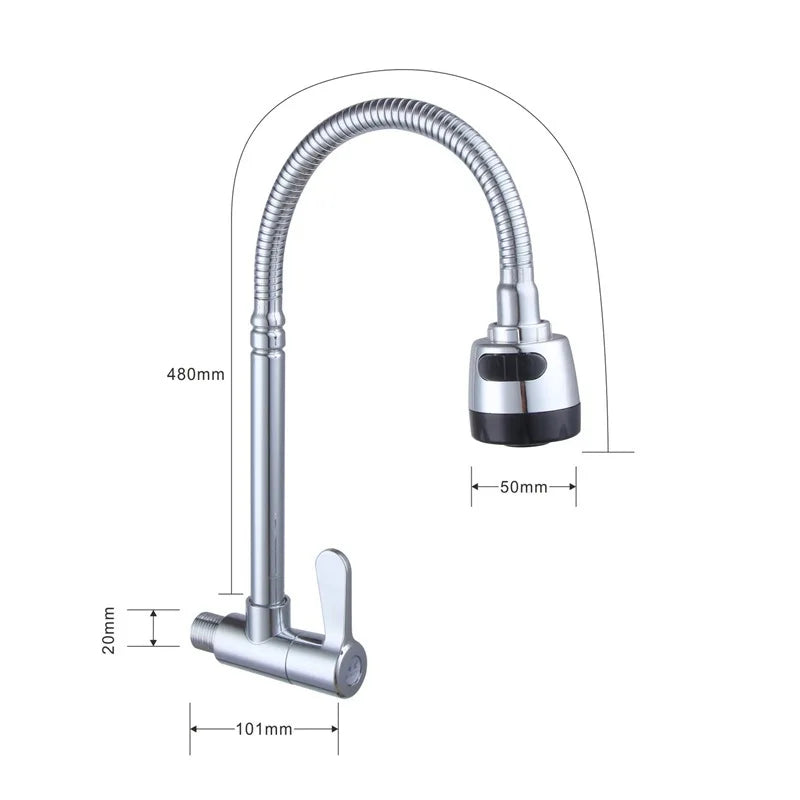 Wall Mount Single Cold Kitchen Faucet – Stainless Steel Sink Tap Kitchen Wall Faucet Richie's 201-3