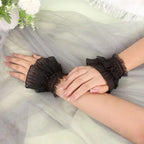 Gothic Lolita Wrist Cuffs Bowknot Lace Trim Maid Cosplay Set Cosplay Wrist Cuffs Richie's