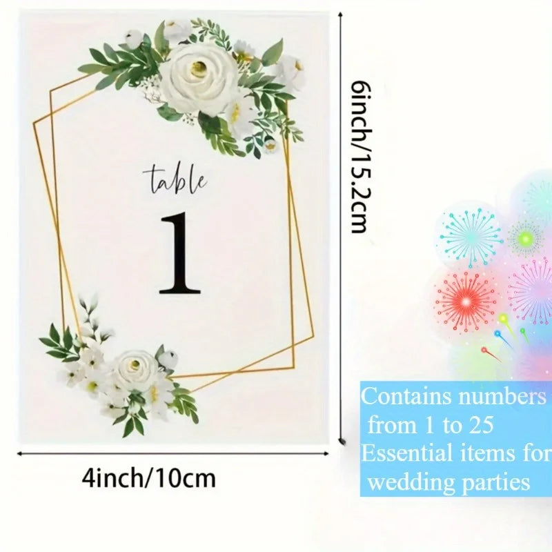 25pcs Geometric Flower Table Number Cards 1–25 | Wedding Decor Table Number Cards Richie's 25pcs as shown
