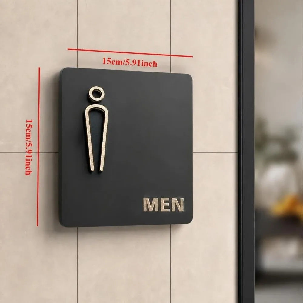 Acrylic Bathroom Door Sign 15x15cm Self-Adhesive Men Women Acrylic Door Sign Richie's
