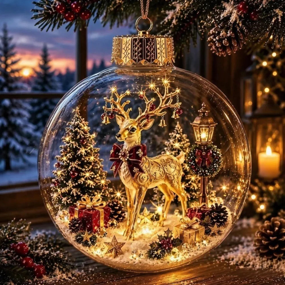 Light-Up Acrylic Christmas Ball Ornament 8CM Santa Claus Christmas Ball Ornament Richie's Style-3