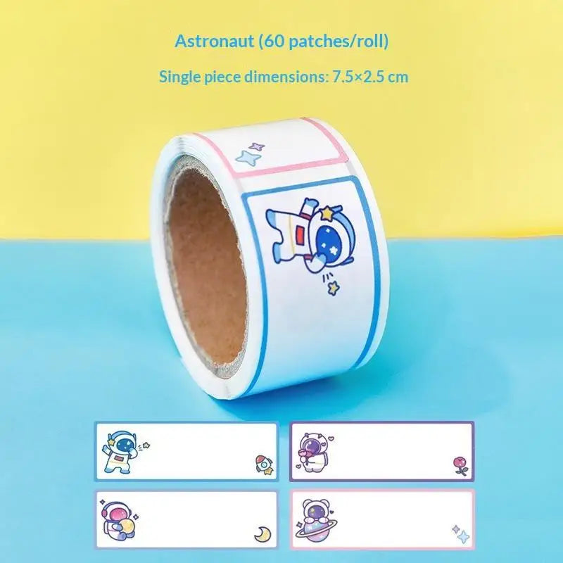 60Pcs Cartoon Name Stickers Roll – Kids DIY Self-Adhesive Labels Name Label Stickers Richie's A2