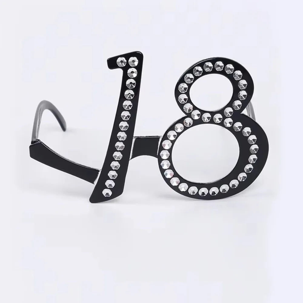 Rhinestone Birthday Number Party Glasses 16 18 30 40 50 60 Party Novelty Glasses Richie's Number 18