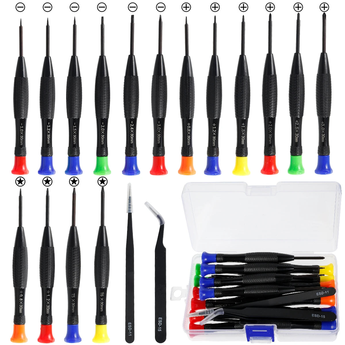 18/20Pc Precision Screwdriver Set with Tweezers | Watch & Electronics Precision Screwdriver Set Richie's 18 Pcs Set