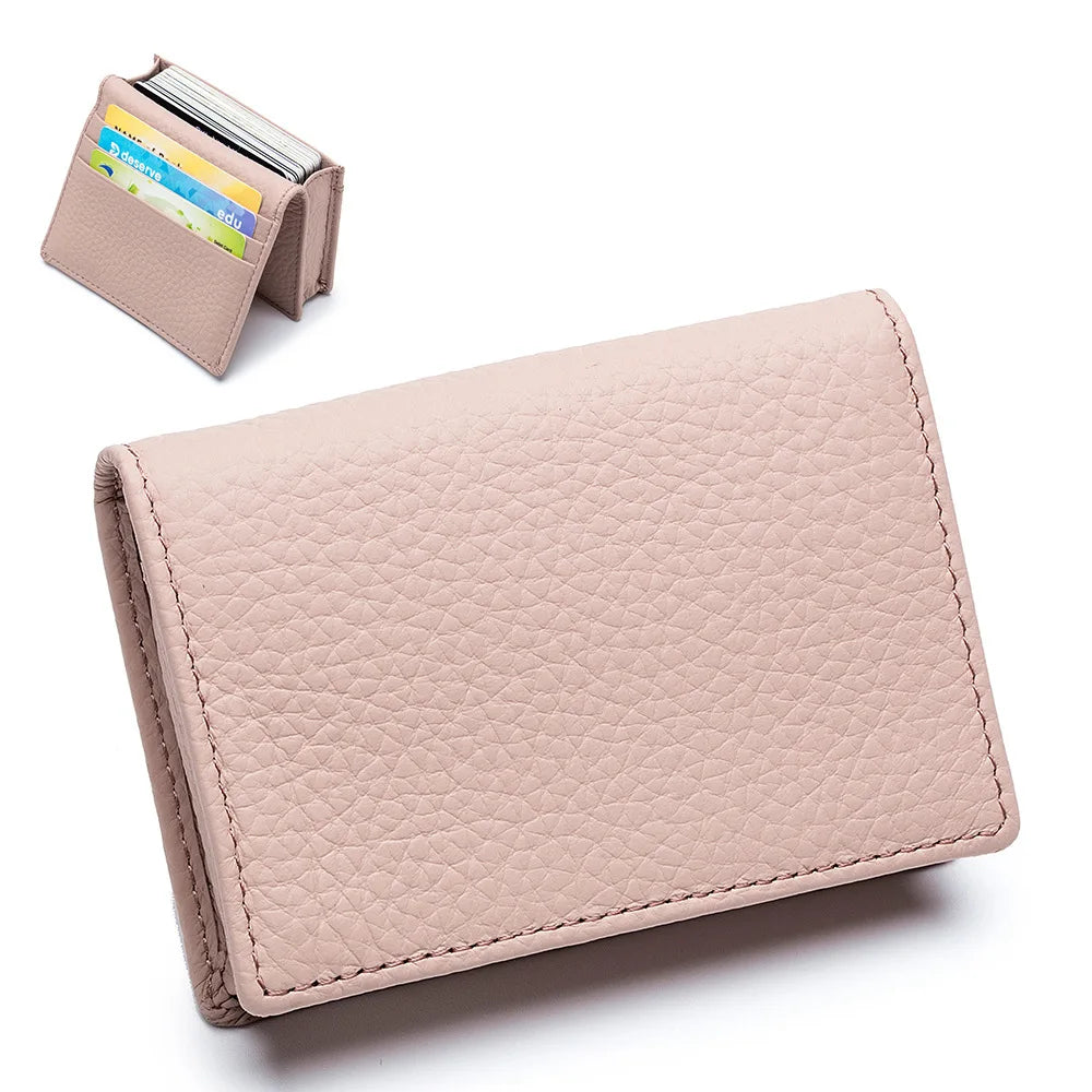 Genuine Leather Card Holder Wallet & Coin Purse – Unisex Leather Card Wallet Richie's light pink