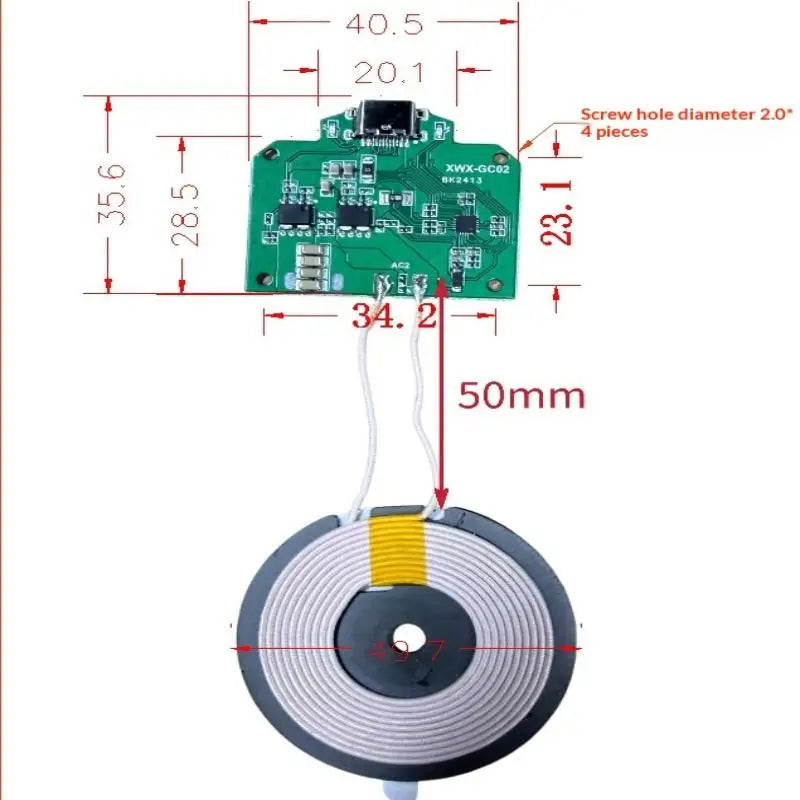 15W Wireless Charger PCBA Module – Type-C & Micro-USB Coil Wireless Charger Module Richie's GC02