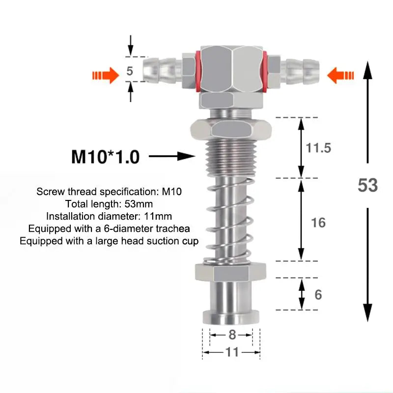 Robotic Arm Suction Cup M12/M10 T-Shape Spring Buffer Sucker Rod Industrial Suction Cup Richie's M10 53cm
