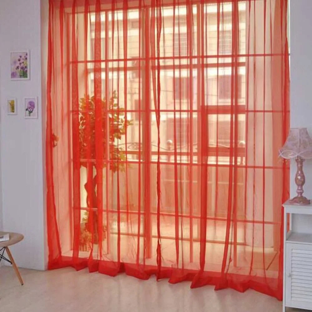 Sheer Tulle Curtain 1×2M Rod Pocket Polyester Window Panel Sheer Window Curtain Richie's Red