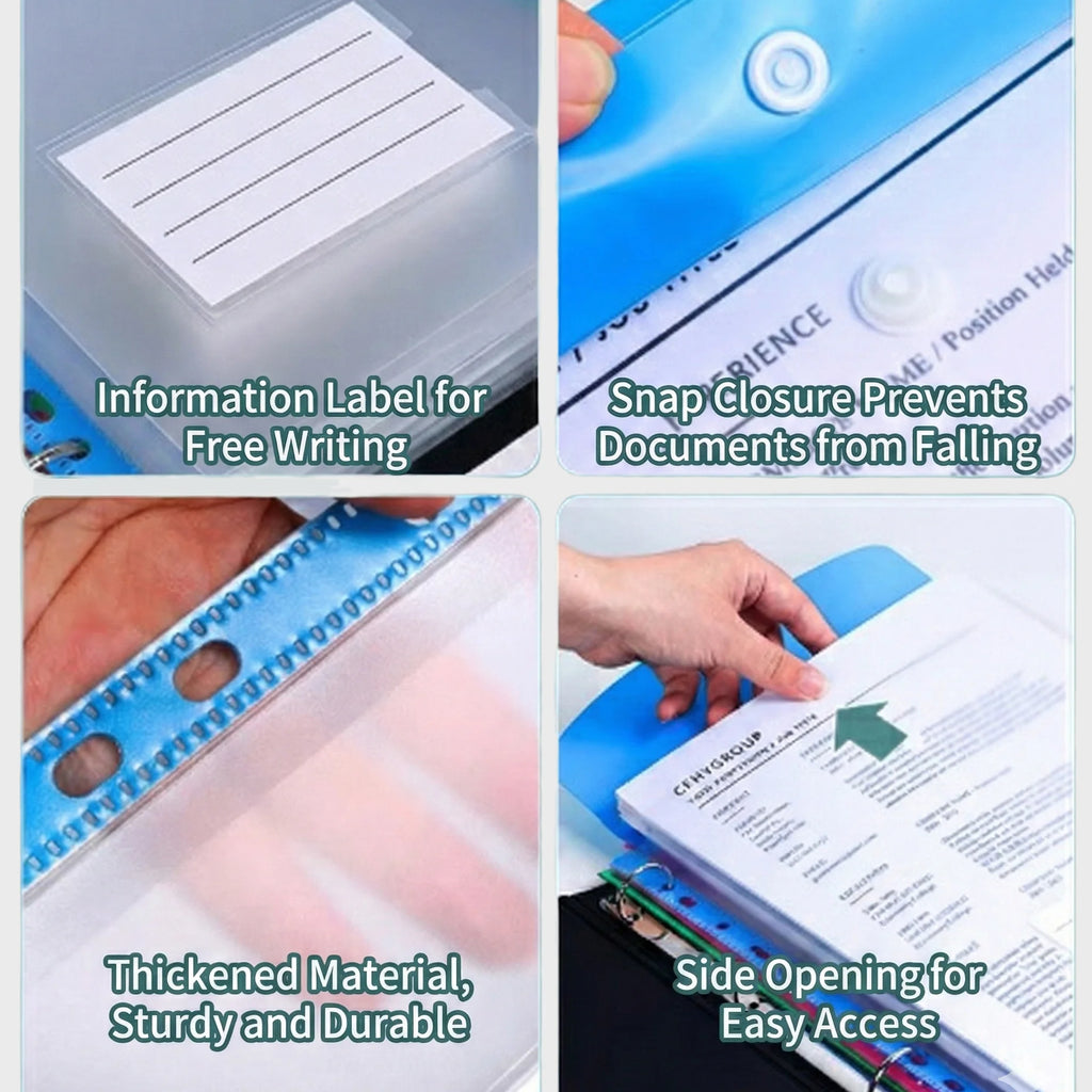 8-Pack A4 Ring Binder Folders with Lock Button & 11 Pockets Ring Binder Folder Richie's