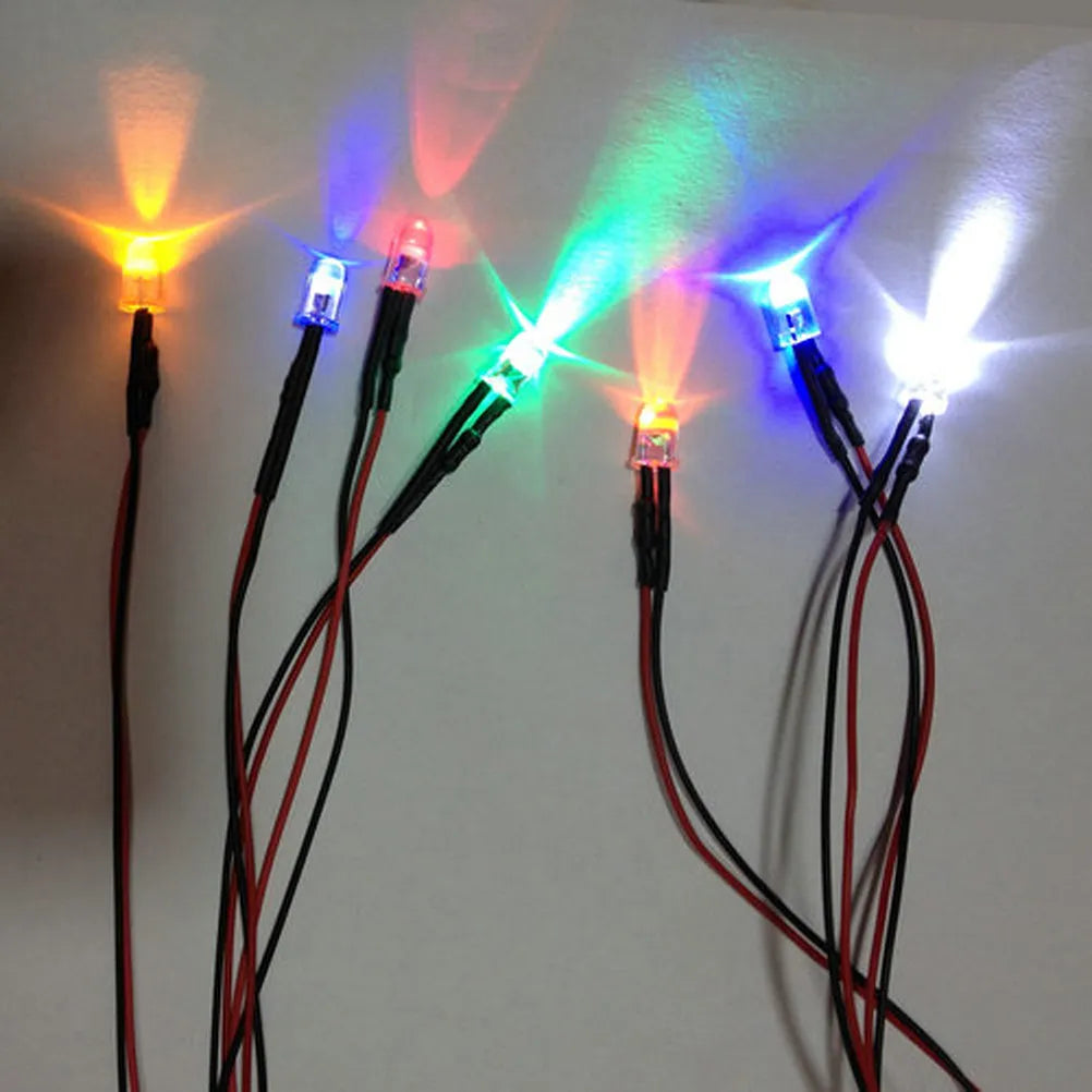 50Pcs Prewired 5mm LED Diode Lights 5 Colors 12V Car DIY Kit Prewired LED Kit Richie's