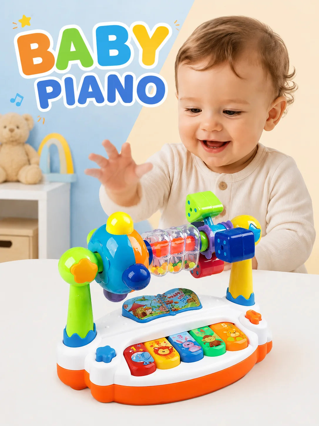 Baby Piano Toy – Light-Up Musical Toy for Ages 1–3 Baby Musical Toy Richie's 2008
