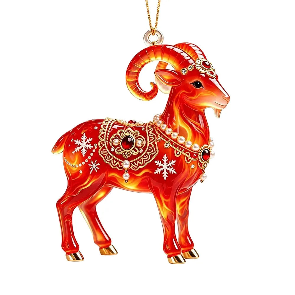 Rhinestone Goat Hanging Ornament – Acrylic Festive Pendant Christmas Ornament Richie's 1