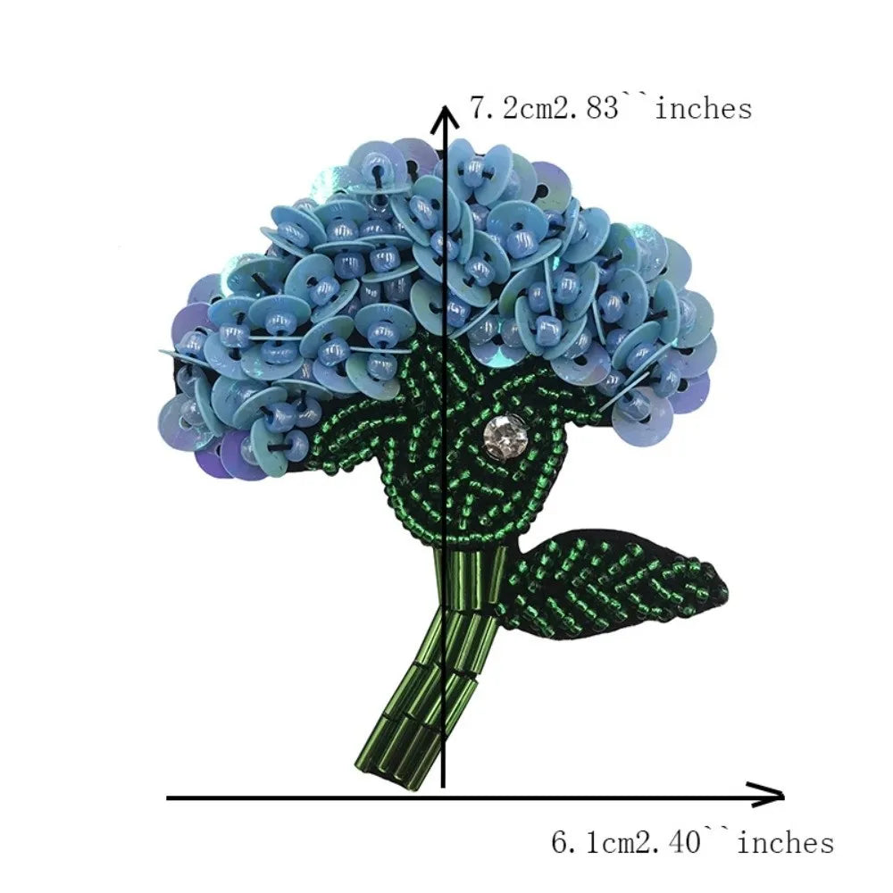 Beaded Sequined Floral Applique Patch – DIY Sewing Embroidery Embroidery Applique Patch Richie's Blue