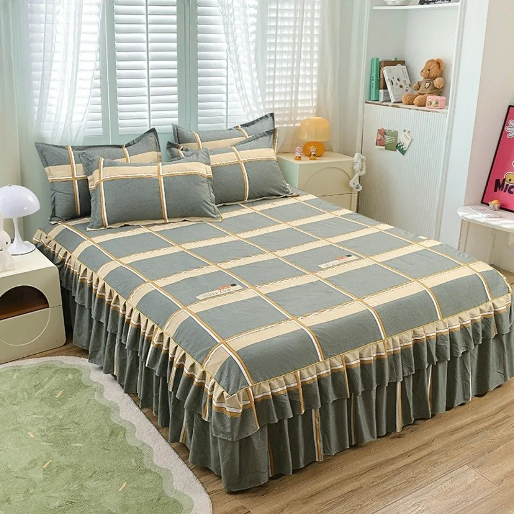 Floral Lace 3-Piece Cotton Bedsheet Set – 120/150CM Bed Skirt Bedsheet Set Richie's
