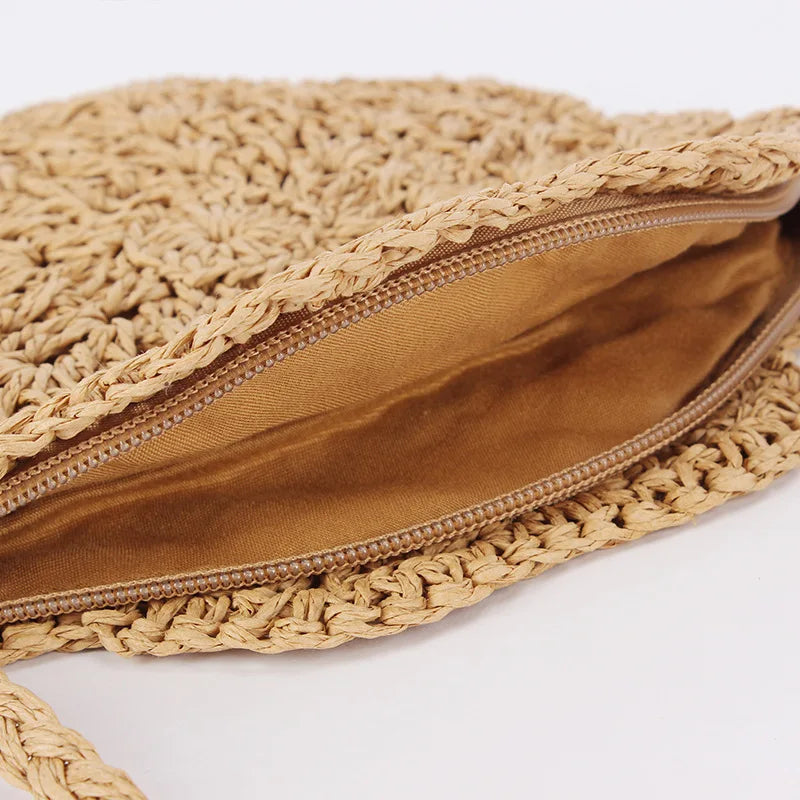 Handmade Woven Rattan Round Crossbody Bag – Boho Beach Bag Rattan Crossbody Bag Richie's
