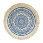 Bohemian Round Woven Placemat – Heat Resistant & Non-Slip Tassel Woven Placemat Richie's Blue L