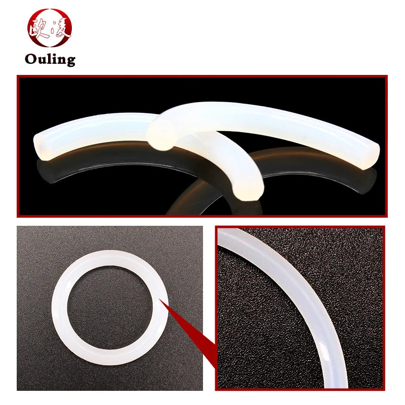 VMQ White Silicone O-Ring Seals CS1–1.5mm OD3–100mm Gaskets Silicone O-Ring Seals Richie's
