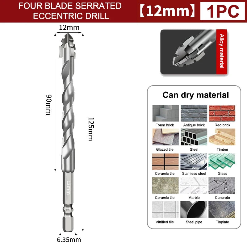 Tungsten Steel Serrated Drill Bits Set 3mm–12mm | Tile & Glass Drill Bit Set Richie's 1PC-12mm