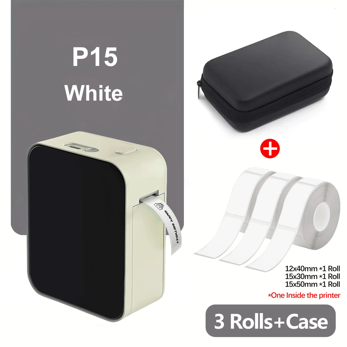 Marklife P15 Mini Bluetooth Thermal Label Maker | Inkless Thermal Label Maker Richie's White 3Rolls Case