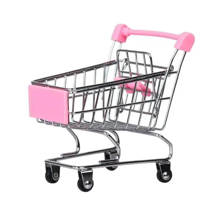Mini Iron Shopping Cart Toy, Craft Display & Storage Holder Mini Toy Cart Richie's Pink