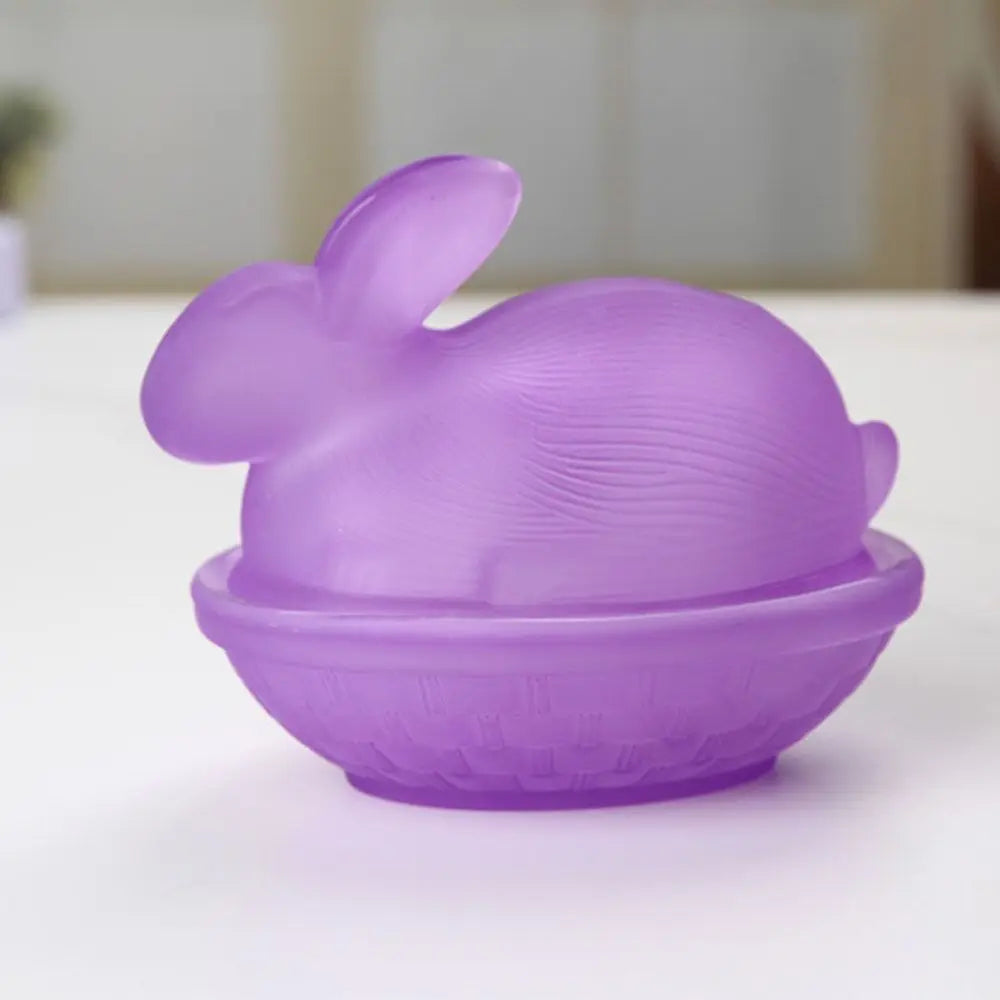 Rabbit-Shaped Crystal Glass Candy Dish with Lid | Easter Bunny Glass Candy Dish Richie's