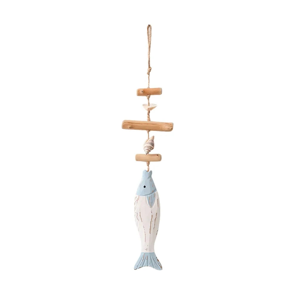 Mediterranean Fish Wood & Shell Wall Hanging Decoration Wall Hanging Decor Richie's 2-White