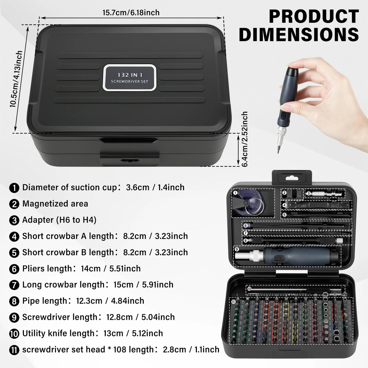 132-in-1 Precision Screwdriver Set | 108 Magnetic Bits Kit Precision Screwdriver Set Richie's 132 in 1