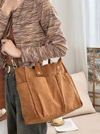 Warm Corduroy Tote Bag – Spacious Shoulder & Crossbody Bag Corduroy Tote Bag Richie's