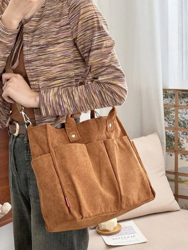 Warm Corduroy Tote Bag – Spacious Shoulder & Crossbody Bag Corduroy Tote Bag Richie's
