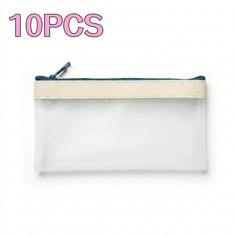 Zippered Money Pouch PVC Cash Bag for Coins, Bills & Office Zippered Money Pouch Richie's White 10pcs