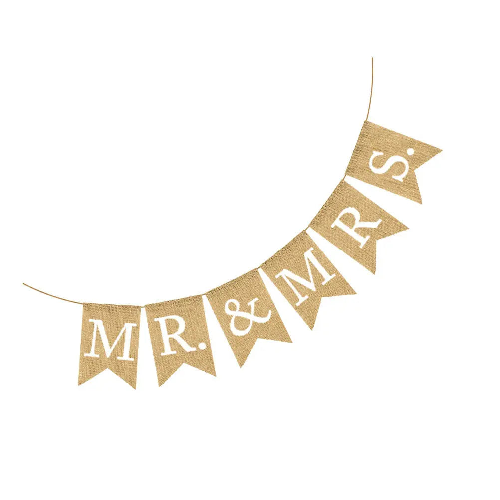 Swallowtail Linen Wedding Banner | Rustic Burlap Party Décor Wedding Party Banner Richie's