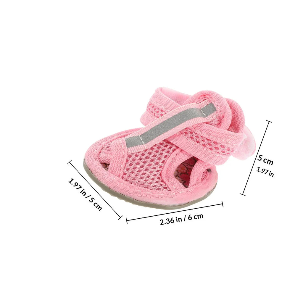 4Pcs Breathable Mesh Dog Sandals – Anti-Slip Summer Paw Shoes Dog Sandals Richie's Pink