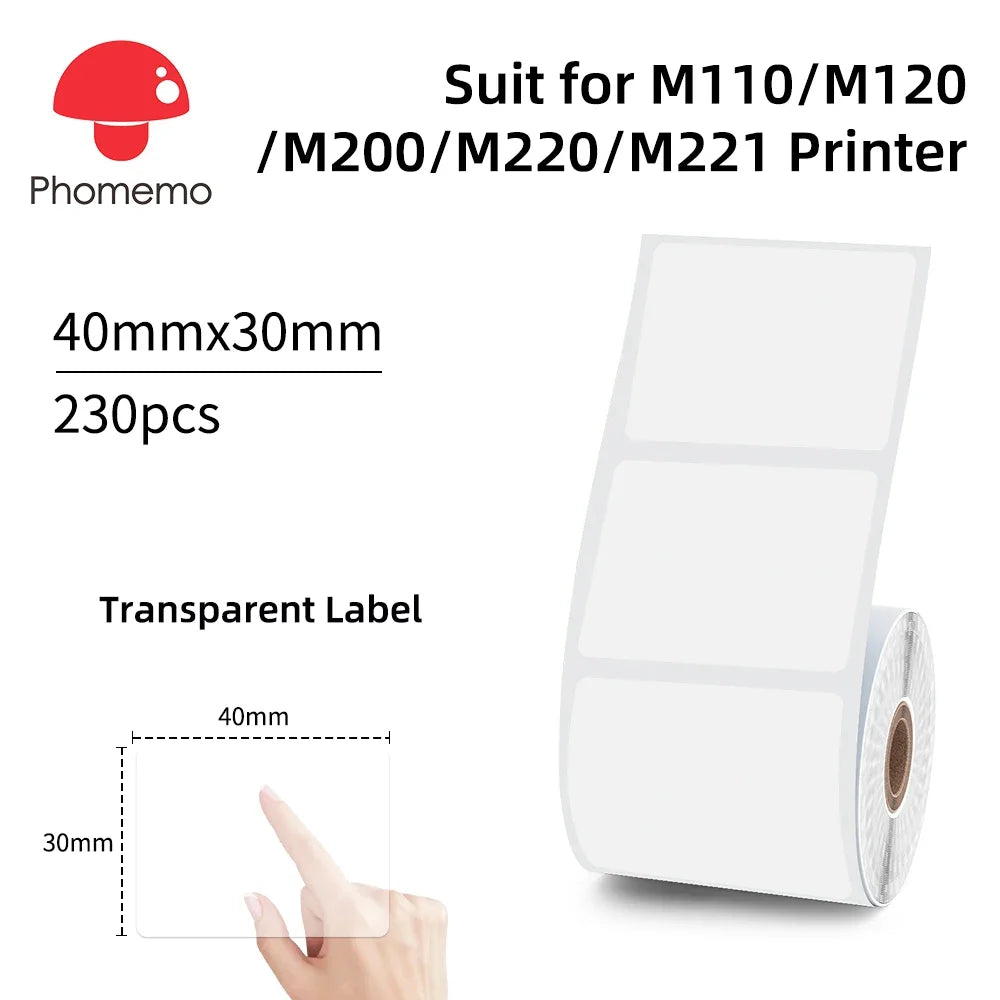 Waterproof Thermal Labels 40x30mm for Phomemo M110 M200 Printers Thermal Label Roll Richie's XP-TT4030-230