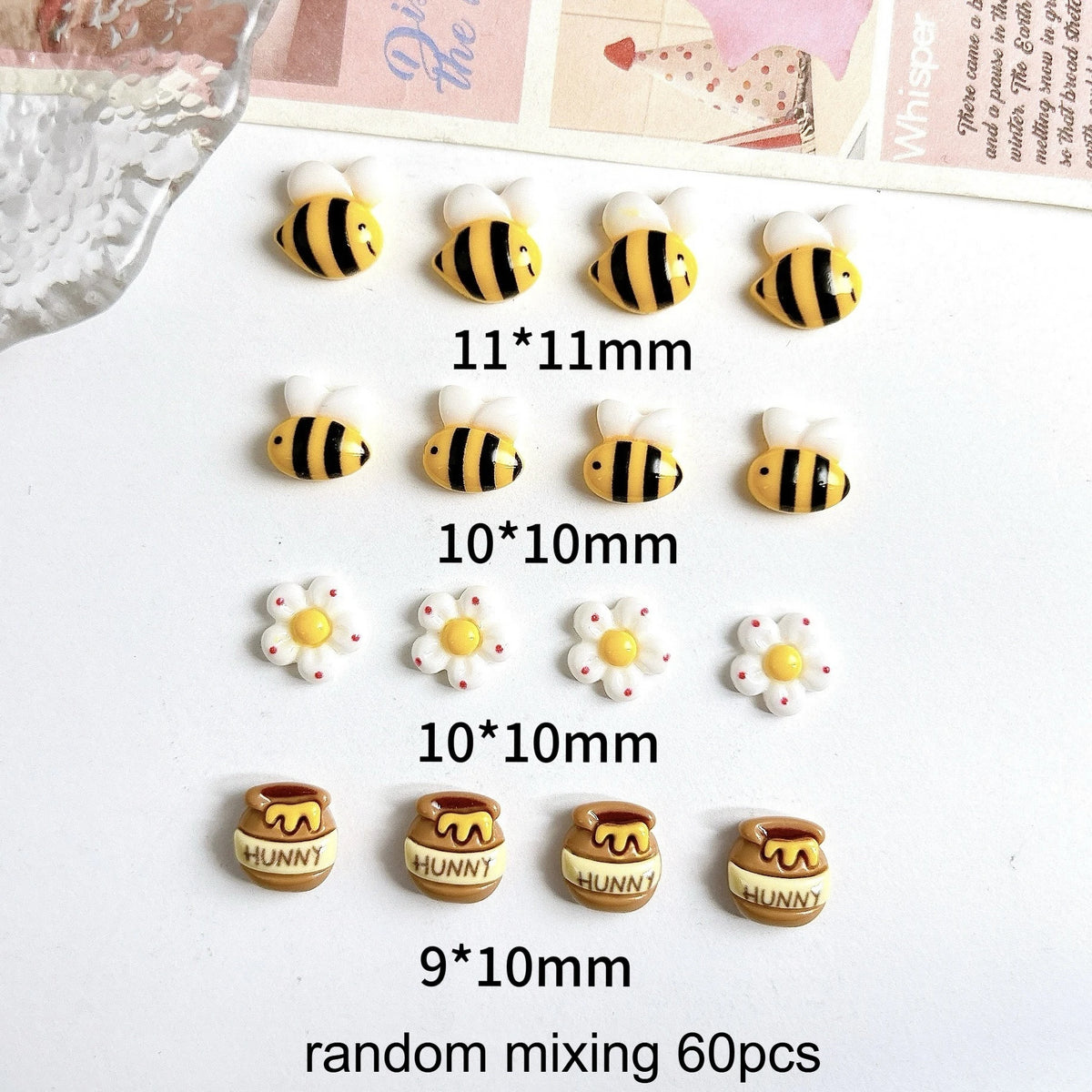 Honey Jar Resin Charms 20/60pcs – Bee DIY Nail & Jewelry Art Resin Craft Charms Richie's random mixing 60pcs