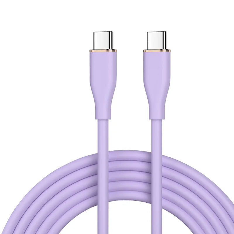1.2M Silicone USB-C to USB-C Fast Charging Cable Macaron Colors USB-C Charging Cable Richie's Purple