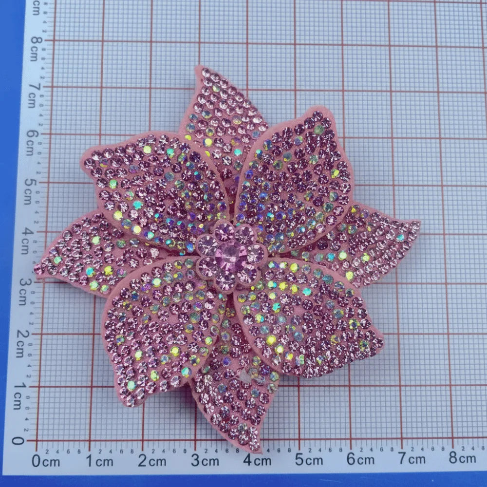 3D Rhinestone Flower Brooch Patch – DIY Sewing Embellishment Rhinestone Flower Brooch Richie's Pink