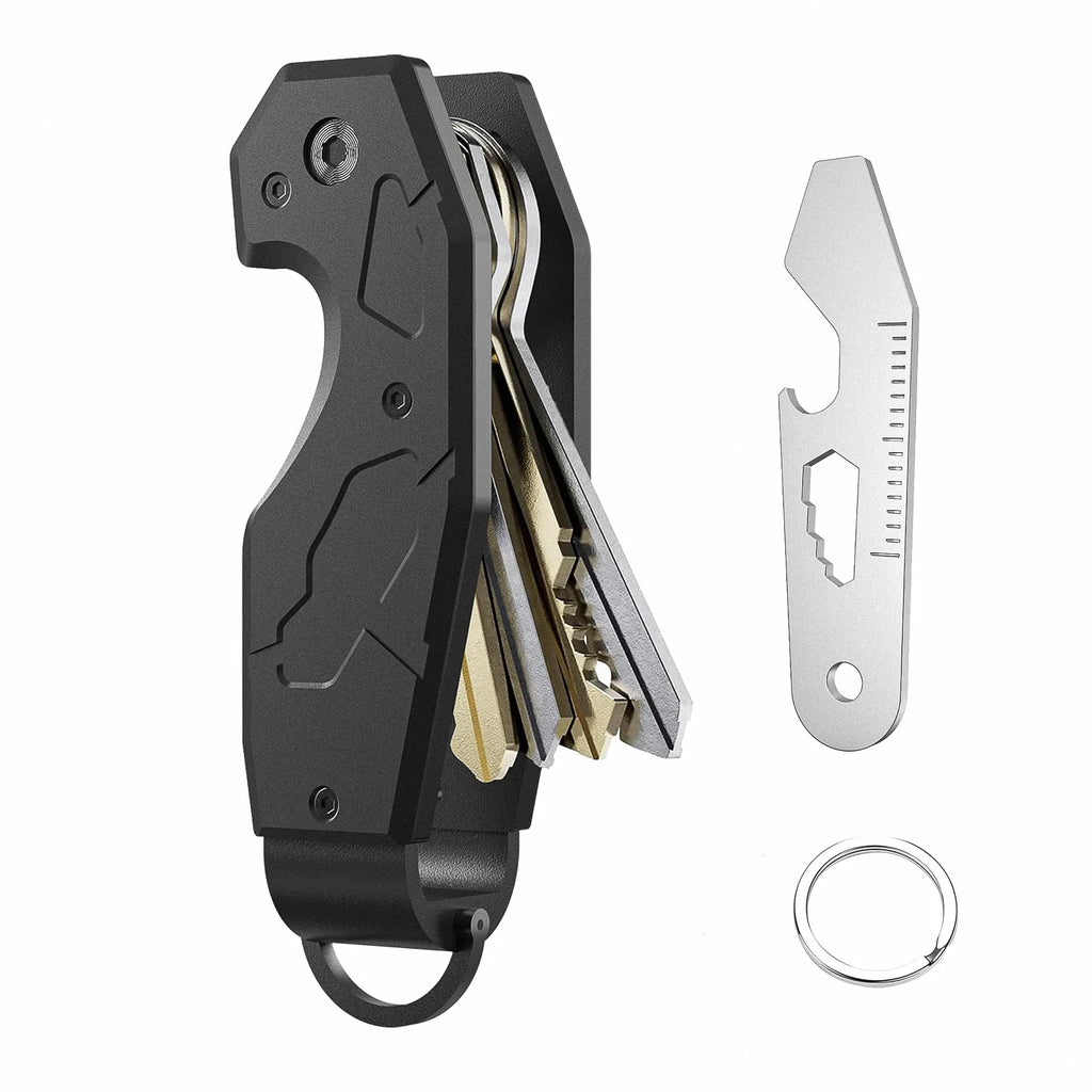 Zeeker Compact Metal Key Organizer | Minimalist Key Fob 2–6 Keys Metal Key Organizer Richie's black
