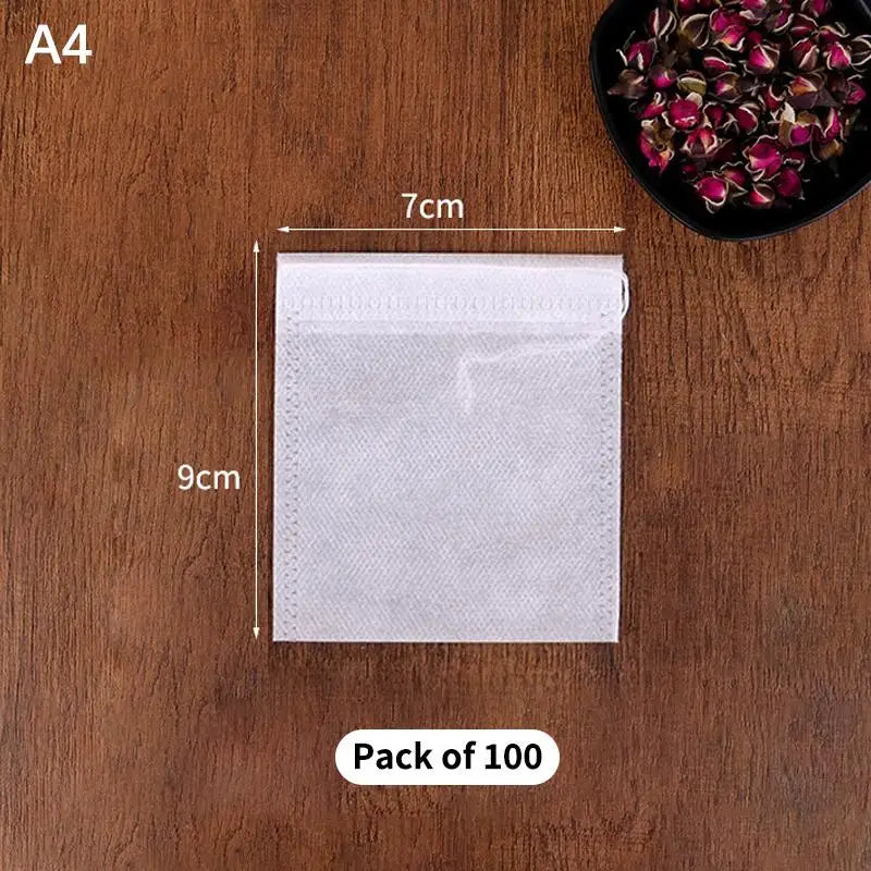 100 Pcs Drawstring Tea Bags – Disposable Empty Filter Pouches Tea Filter Bags Richie's A4