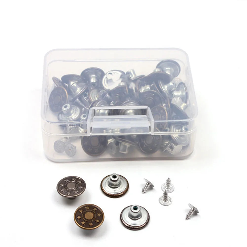 40 Pcs Replacement Jean Buttons Rivets Bulk Set – Iron Silver Clothing Buttons Set Richie's other