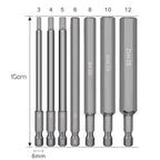 Magnetic Hex Allen Drill Bit Set 7/10Pcs S2 Steel 1.5–12mm Hex Screwdriver Bit Set Richie's 7Pcs-150mm