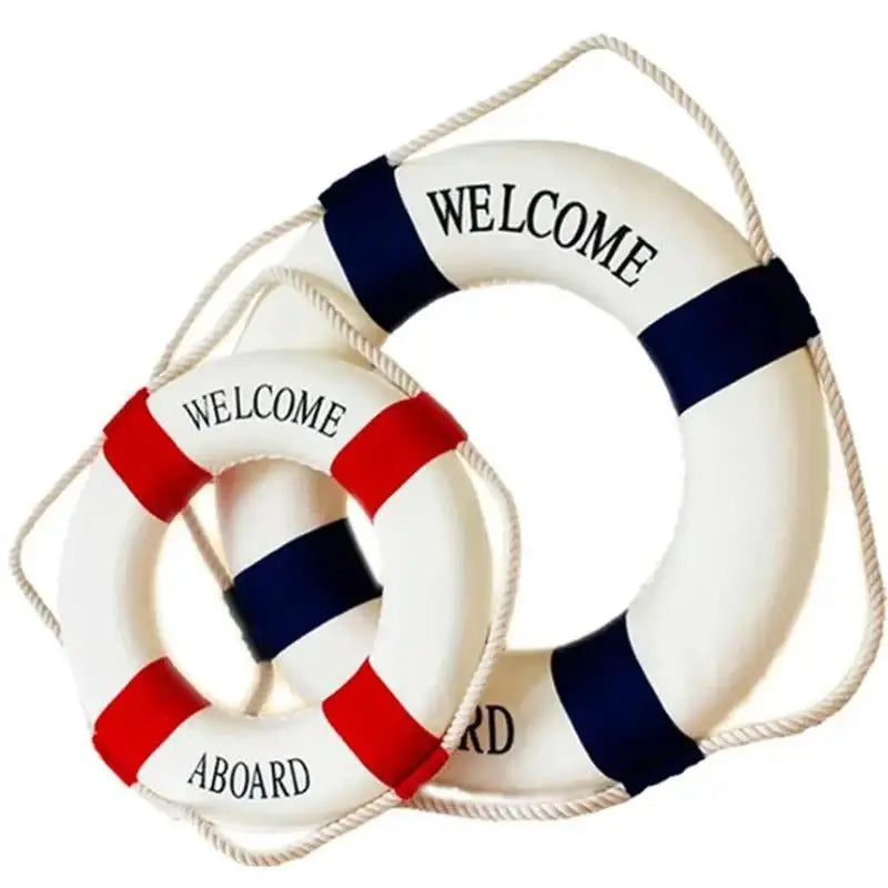 Nautical Life Buoy Wall Decor – Red Blue Mediterranean Style Wall Hanging Decor Richie's