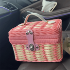 Rattan Woven Basket with Lid – Gift & Storage Basket Woven Storage Basket Richie's Pink 22x18x15cm