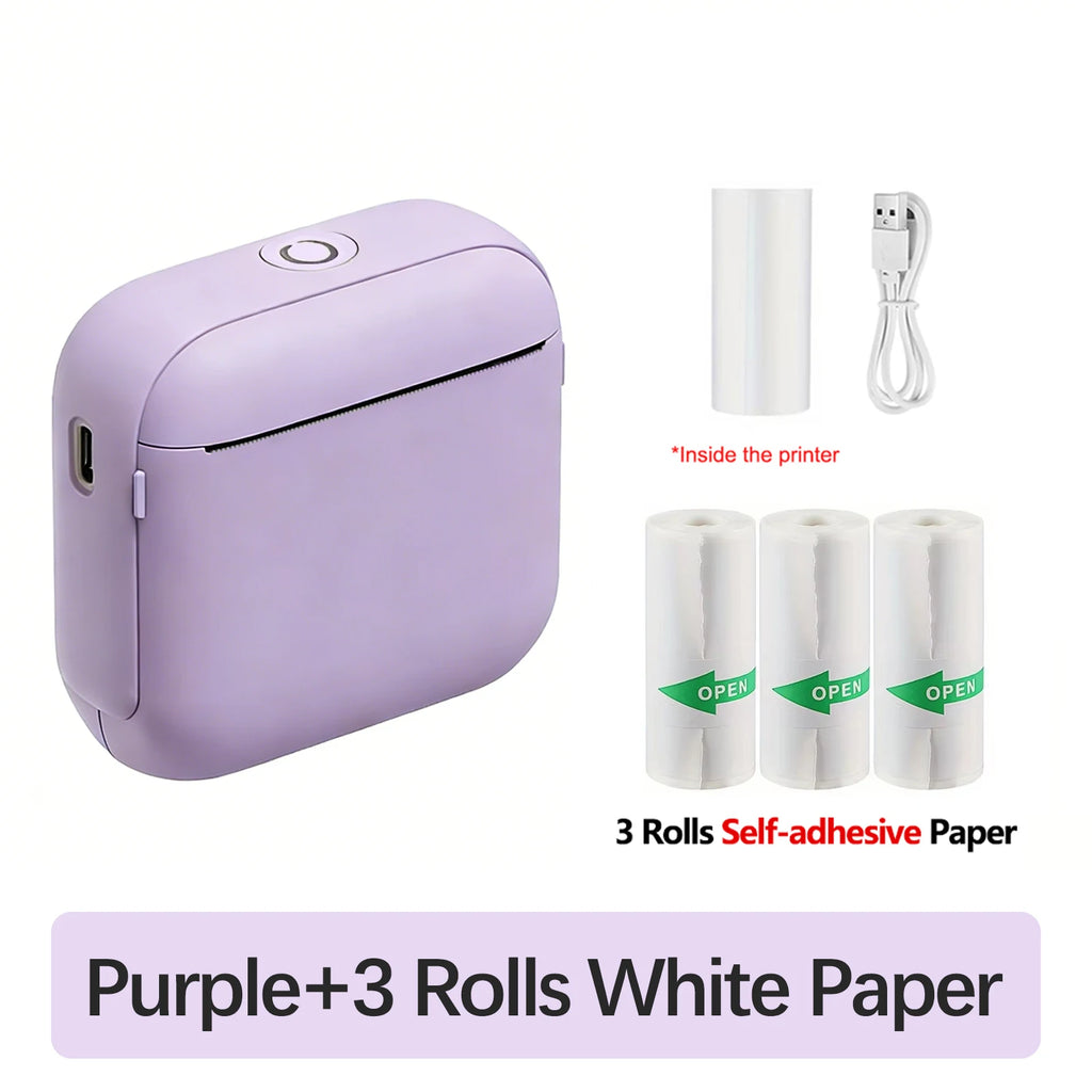 Marklife X6 Mini Bluetooth Thermal Printer – No Ink Label Maker Mini Thermal Printer Richie's Purple add 3 Rolls