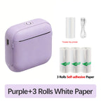 Marklife X6 Mini Bluetooth Thermal Printer – No Ink Label Maker Mini Thermal Printer Richie's Purple add 3 Rolls
