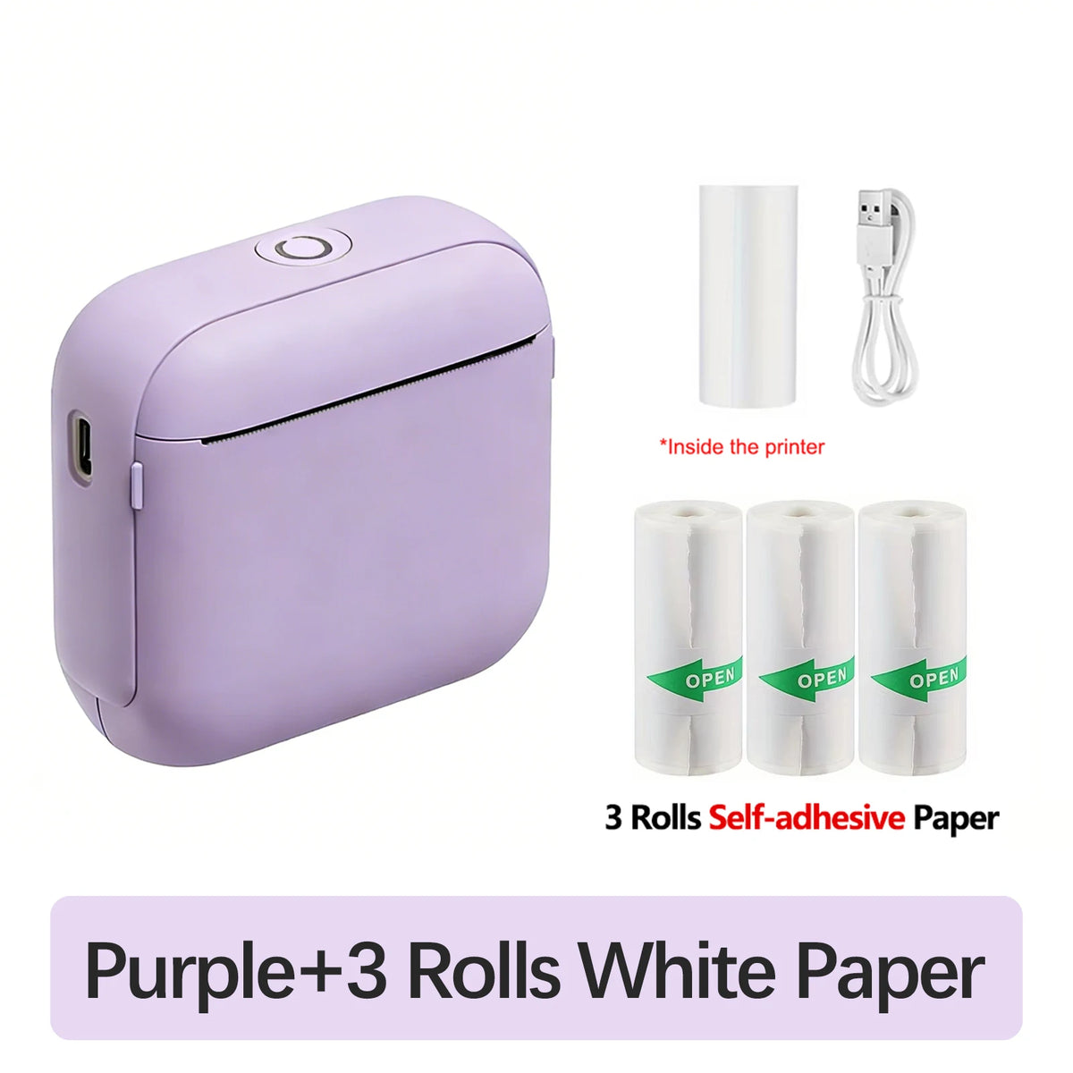 Marklife X6 Mini Bluetooth Thermal Printer – No Ink Label Maker Mini Thermal Printer Richie's Purple add 3 Rolls