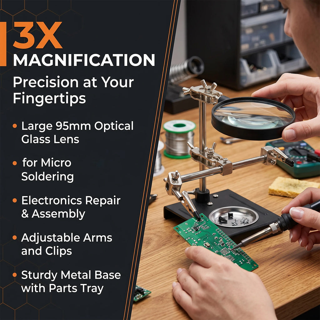 3X Magnifier Soldering Helping Hands Stand – Electronics & Jewelry Soldering Helping Hands Richie's