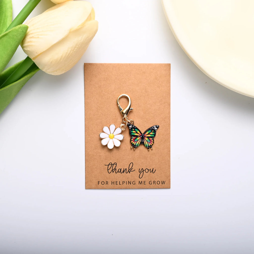 Butterfly Daisy Keychain Pendant – Zinc Alloy Gift Charm Keychain Pendant Richie's Style D 1pc