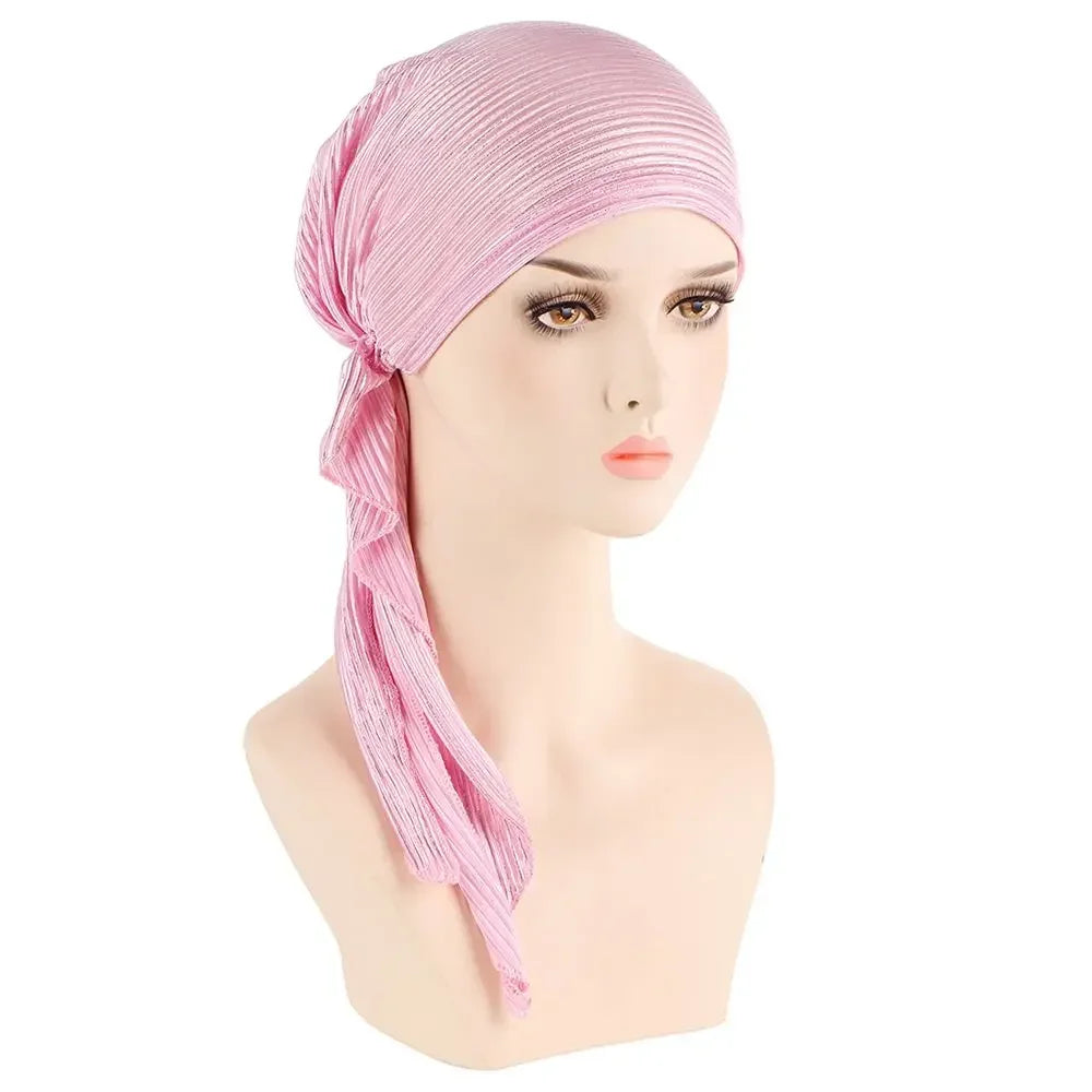 Women's Printed Stretch Turban Hat – Knit Bonnet Underscarf Turban Bonnet Hat Richie's Pink--