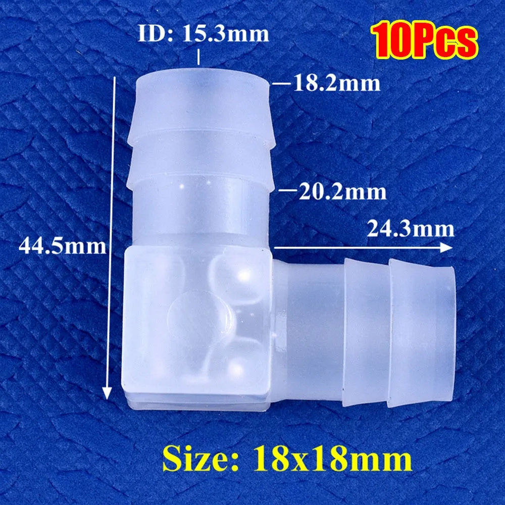 10Pcs 90° PP Elbow Hose Connectors 4–20mm Aquarium Fittings Hose Elbow Fittings Richie's 10Pcs 18mm 16mm